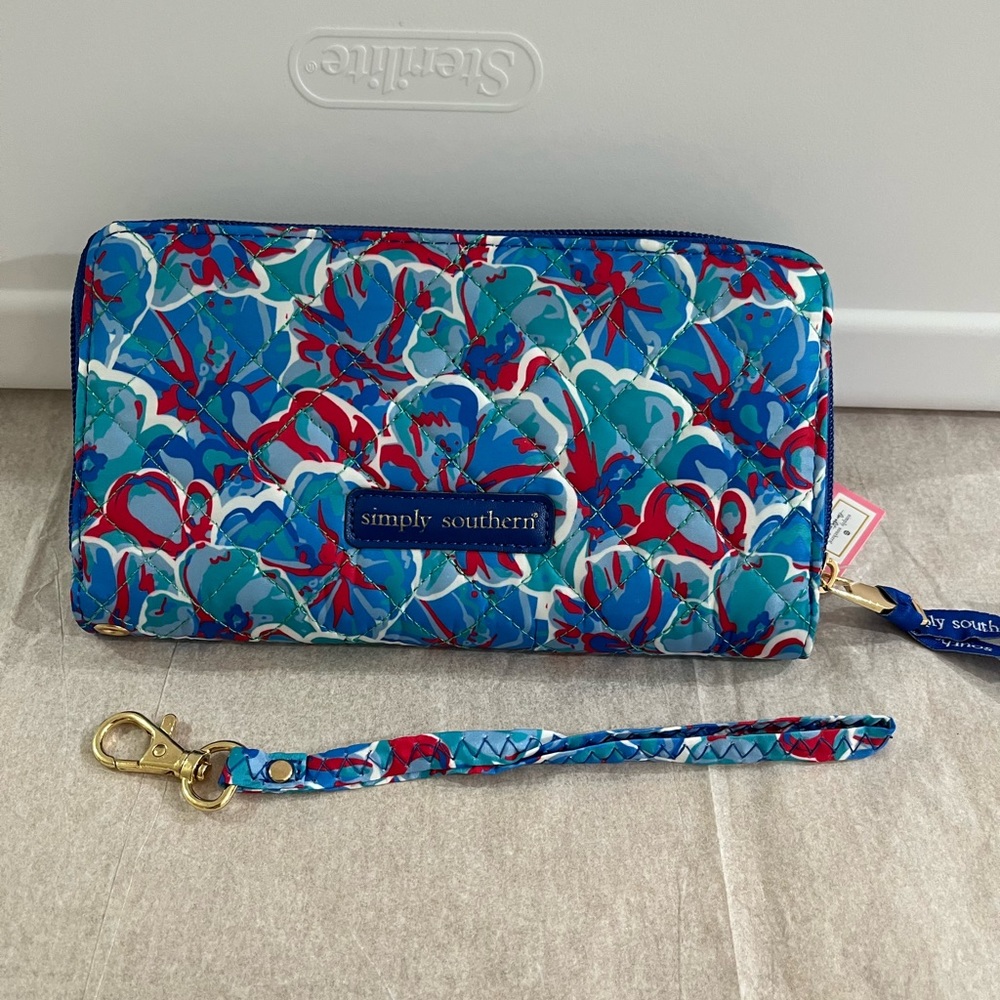 QUILTED WRISTLET PHONE WALLET - HIBISCUS - BY SIMPLY SOUTHERN New!